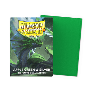 Dragon Shield - Standard Size Dual Matte Sleeves (100 Sleeves) - Applegreen & Silver