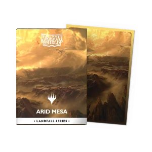 Caja de 100 fundas Dragon Shield Landfall Series con la ilustración de Arid Mesa